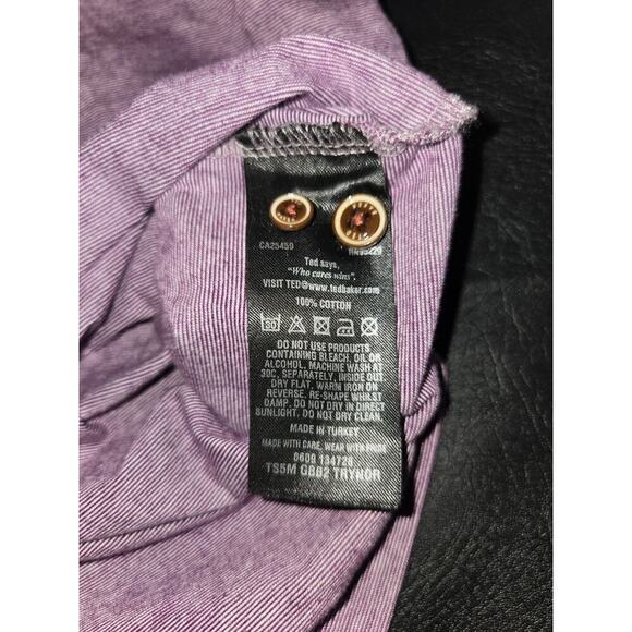 Ted Baker London Polo Shirt Men 3 Purple Pattern Collared Old Money Golf Artsy - Picture 8 of 9
